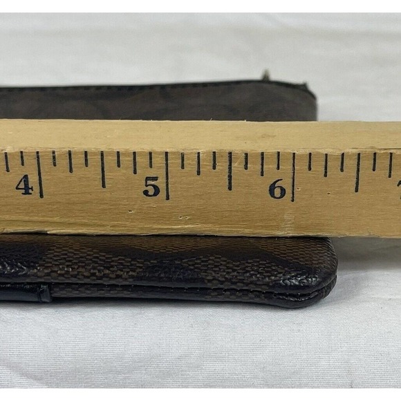 Coach Wallet Corner Zip Signature PVC Wristlet Two-Tone Dark Brown EUC Wallet - Picture 10 of 15